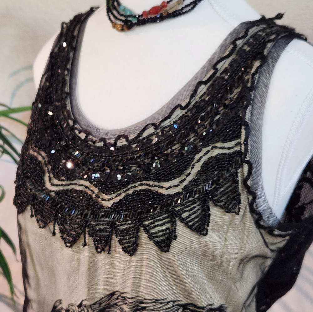 Carina Beaded Top with Peacock - Picture 3 of 11